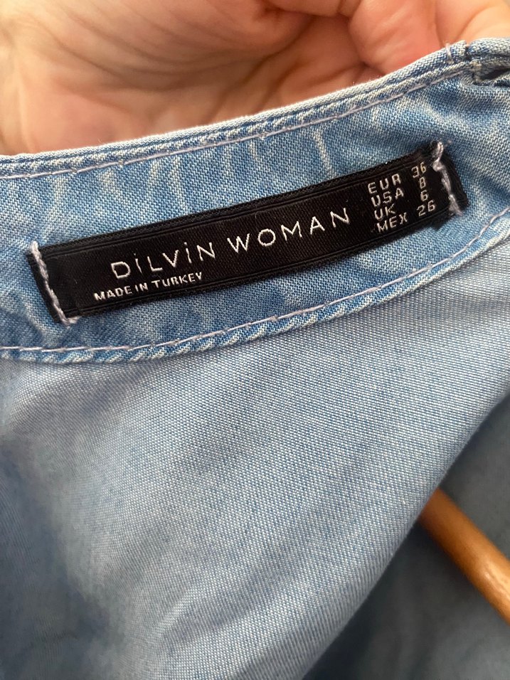 DİLVİN Kısa Kollu Denim Elbise - Görsel 3