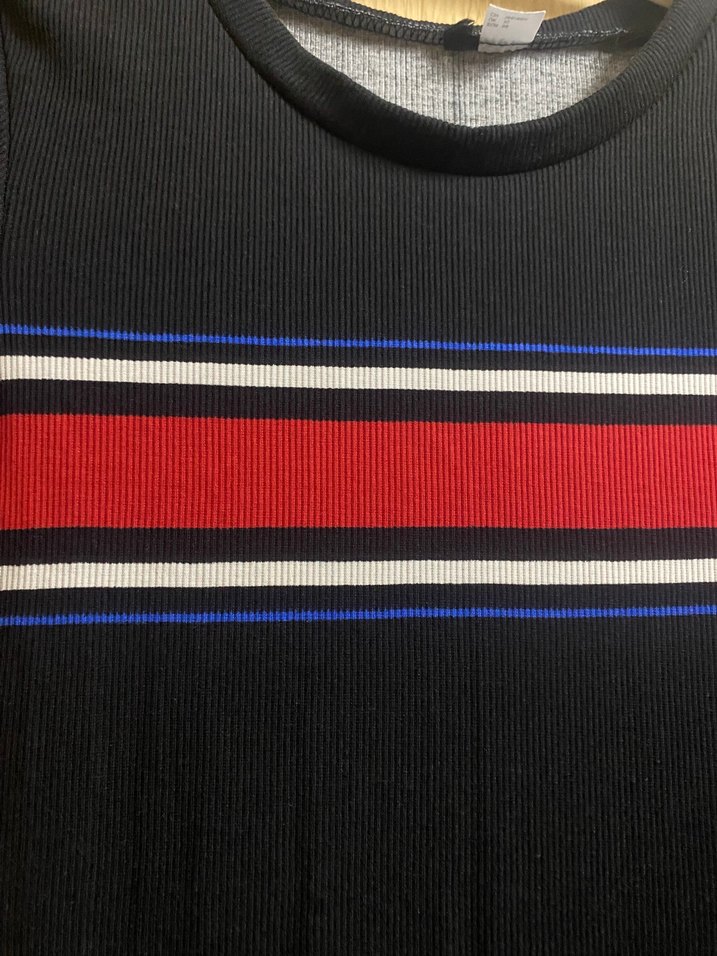 Lacivert Çizgili Kısa Kollu Mini Elbise - Görsel 4