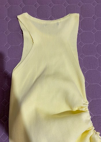 Sarı Kolsuz Triko Bluz - Görsel 6