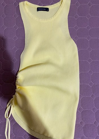 Sarı Kolsuz Triko Bluz - Görsel 4