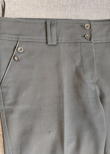 Düğmeli Siyah Kadın Kumaş Pantolon - Görsel 3