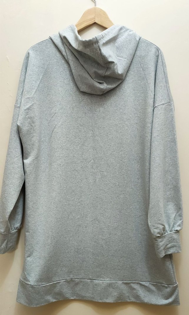 Gri Kapüşonlu Uzun Kollu Sweatshirt - Görsel 2