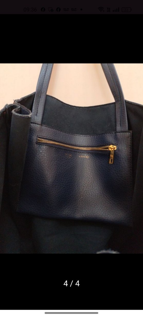 Lacivert Deri Fermuarlı Kadın Çantası - Görsel 4