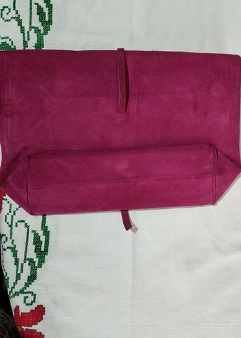 Fuşya Süet Kemerli Kadın Portföy Çanta - Görsel 2