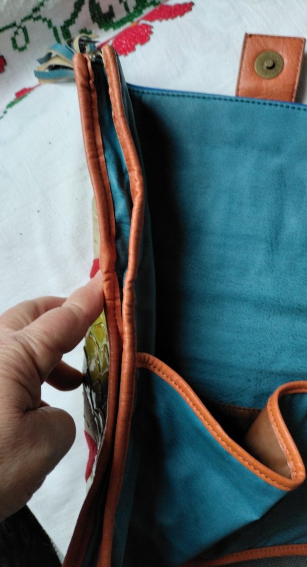 Renkli Nakışlı Deri Bohem Kadın Portföy Çanta. Collezione marka - Görsel 4