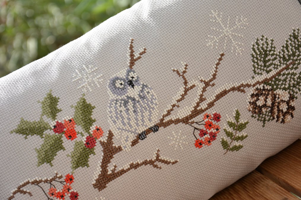 Kanaviçe Baykuş Desenli Kırlent - Görsel 2