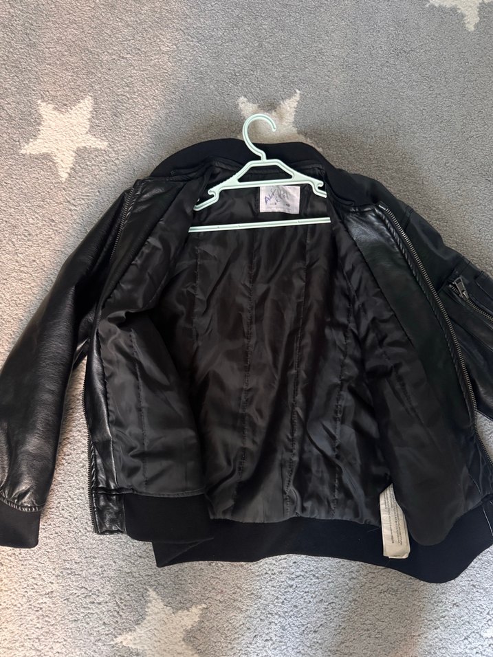 Erkek Çocuk Siyah Deri Biker Ceket - Görsel 2