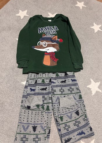 Erkek Çocuk Desenli Triko Pijama Takımı - Görsel 2