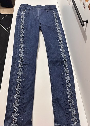 m Beden Nakışlı ve Payetli Kadın tayt Kot Pantolon