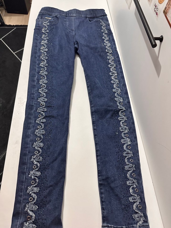 Nakışlı ve Payetli Kadın tayt Kot Pantolon - Görsel 2