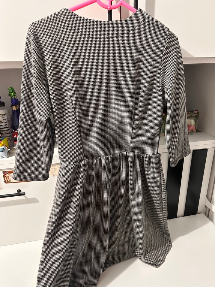 Yarım kol ekose elbise - Görsel 2