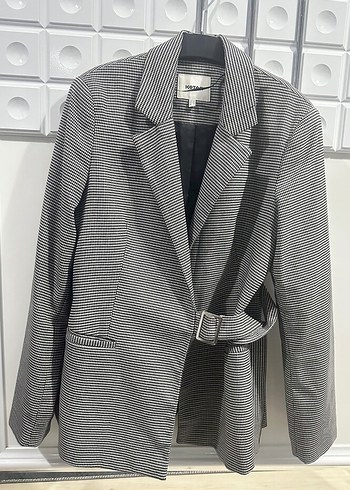 Kadın Gri Kemerli Blazer Ceket - Görsel 2