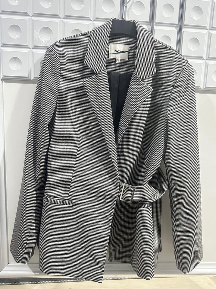 Kadın Gri Kemerli Blazer Ceket - Görsel 2