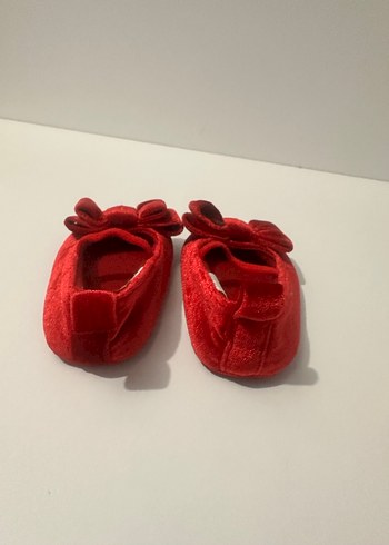 Kız Çocuk Kırmızı Fiyonklu kadife Babet - Görsel 4