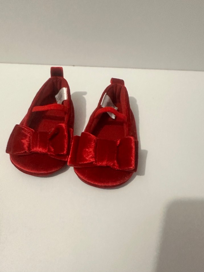 Kız Çocuk Kırmızı Fiyonklu kadife Babet - Görsel 3