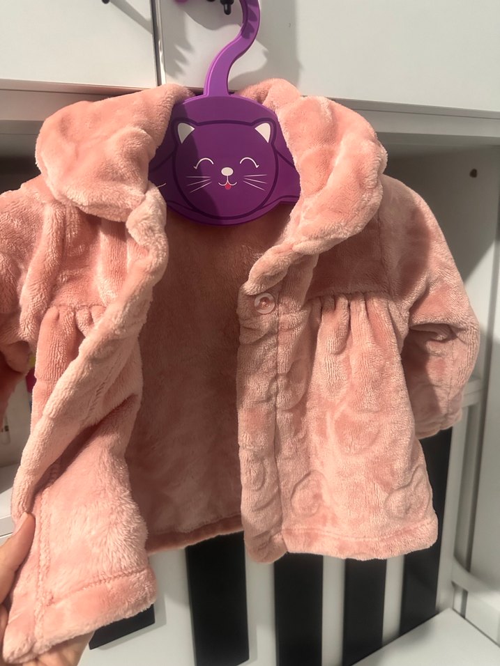 Kız Çocuk Pembe Peluş Ceket - Görsel 2