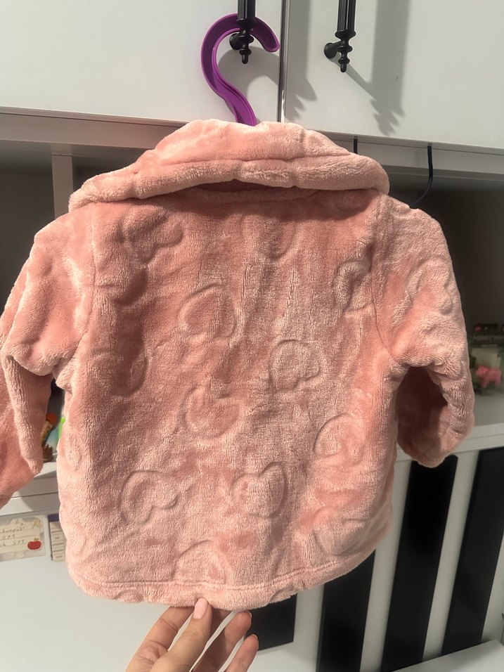 Kız Çocuk Pembe Peluş Ceket - Görsel 3
