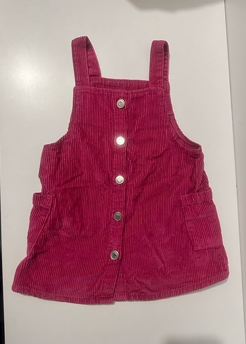 Kız Çocuk Pembe Düğmeli Askılı Elbise - Görsel 2