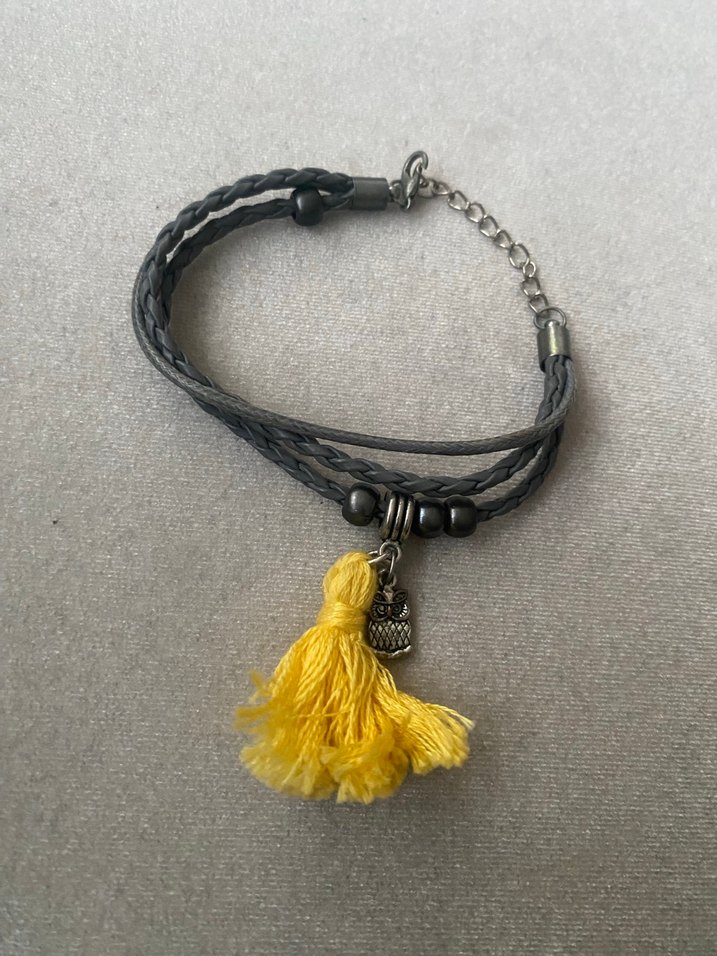 Sarı Püsküllü Bohem Gri Bileklik - Görsel 2