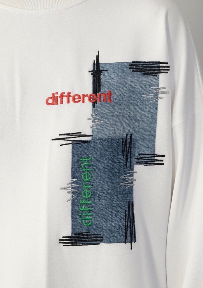 Denim kot detaylı oversize Sweatshirt - Görsel 3