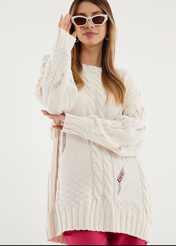 Saç Örgülü oversize Kazak - Görsel 4