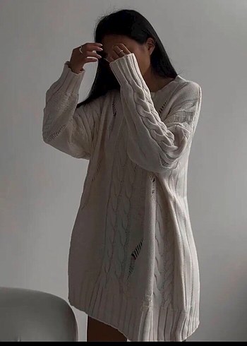 Saç Örgülü oversize Kazak - Görsel 3