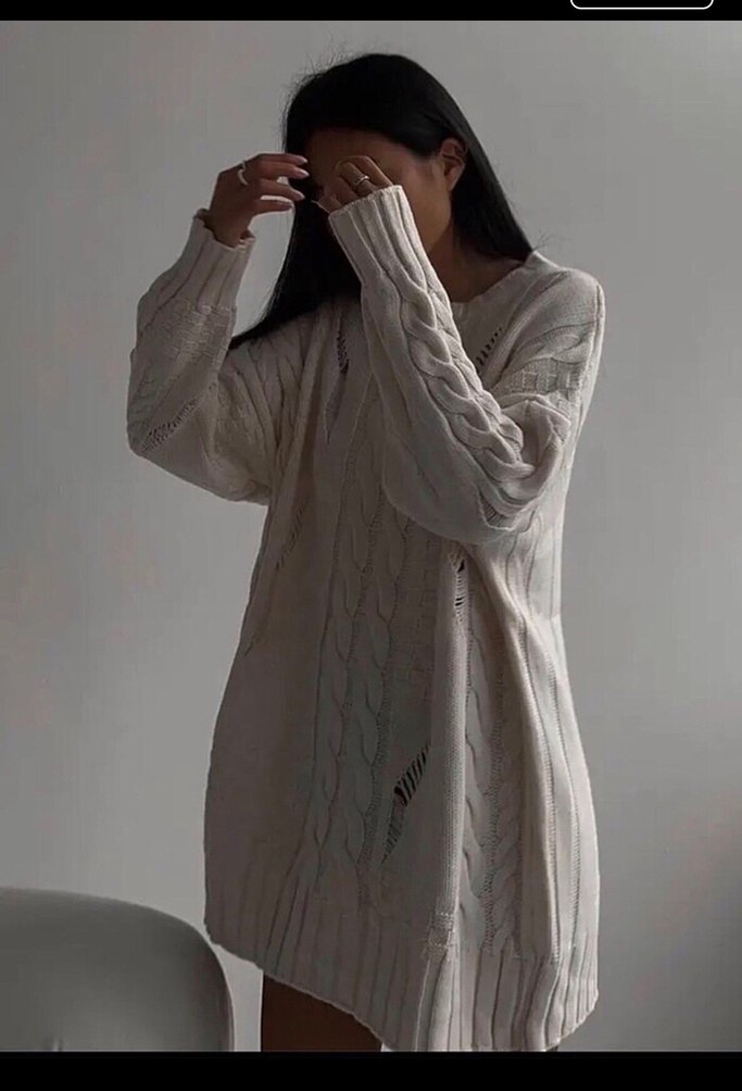 Saç Örgülü oversize Kazak - Görsel 3