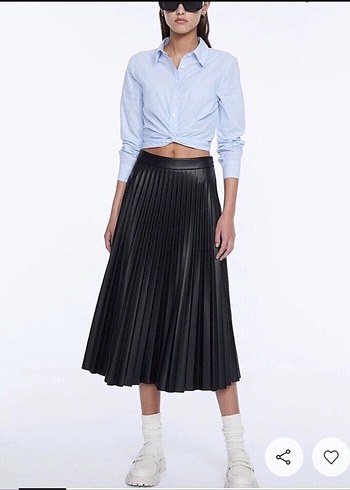 Pilili Deri Midi etek - Görsel 4