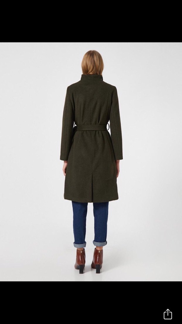 Kemerli fermuarlı Haki Kadın Kaban - Görsel 2