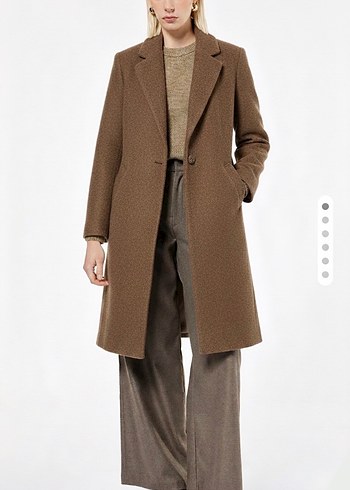 Tek Düğmeli Kahverengi uzun Kaban - Görsel 6