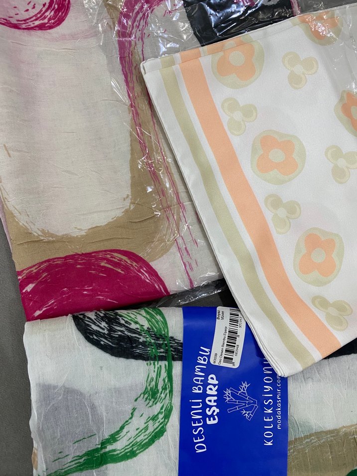 Geo desenli bambu eşarp - Görsel 4