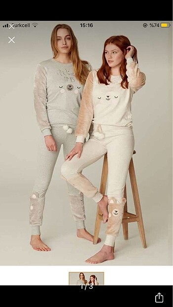 Feyza peluş polar ayıcık pijama takımı