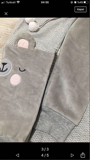 s Beden Feyza peluş polar ayıcık pijama takımı