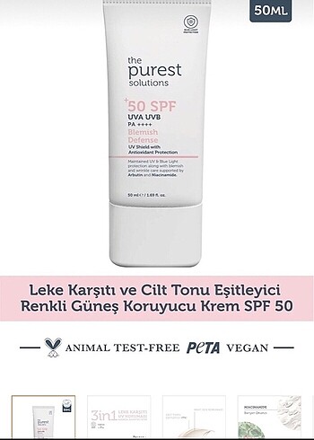 The purest solutions renkli güneş kremi