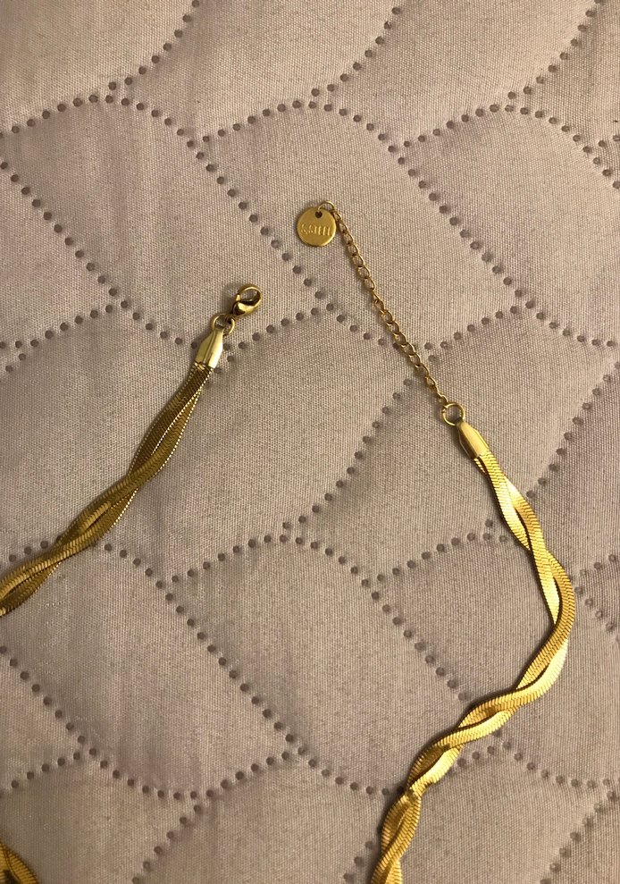 Uzun Zincir Detaylı Altın Rengi Yılan Desenli Kolye - Görsel 3