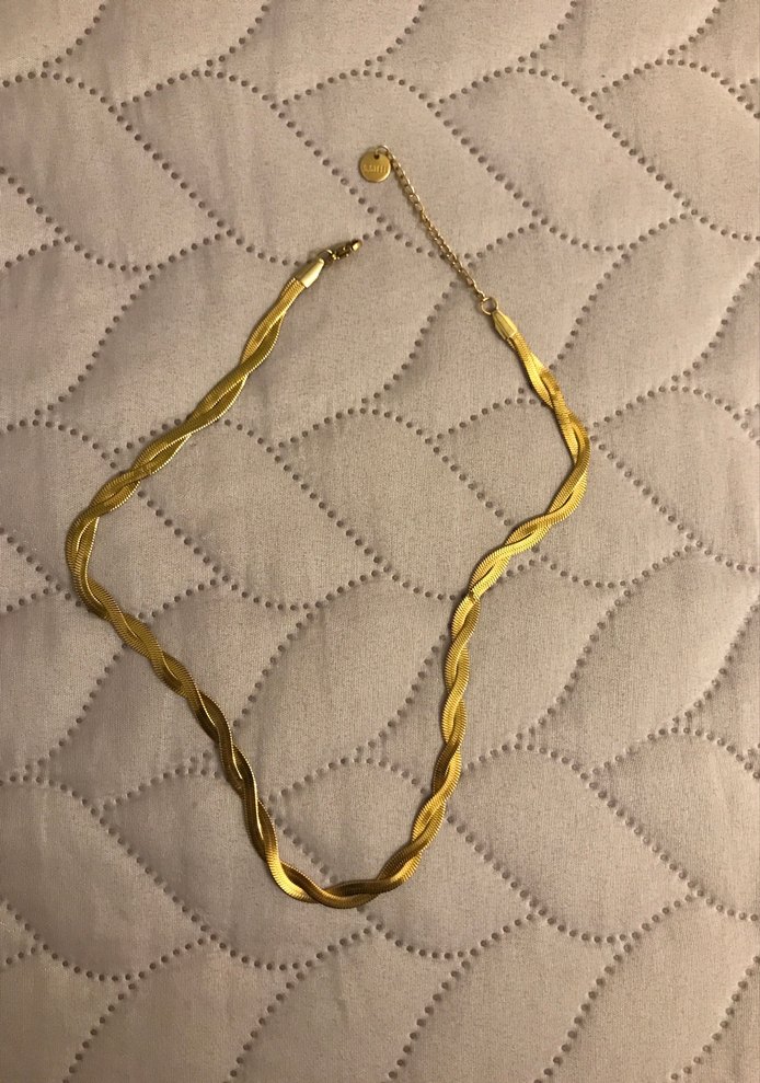 Uzun Zincir Detaylı Altın Rengi Yılan Desenli Kolye - Görsel 2