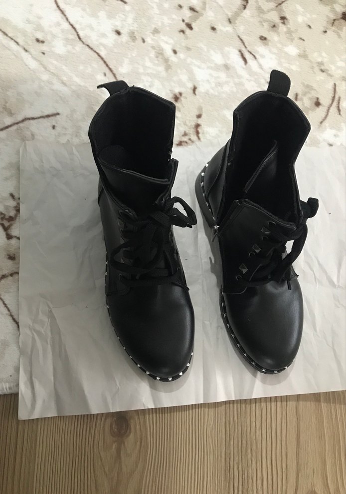 Siyah Deri Goth Kadın Botları - Görsel 4