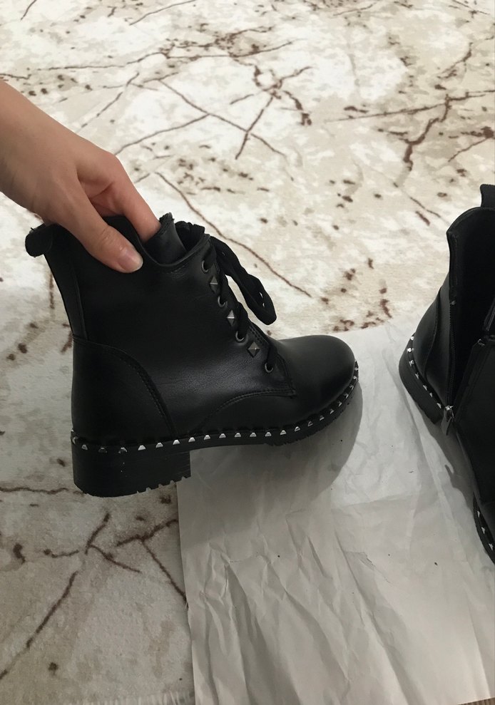 Siyah Deri Goth Kadın Botları - Görsel 5
