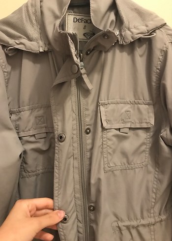 Gri Düğmeli Midi Kadın Ceket - Görsel 3