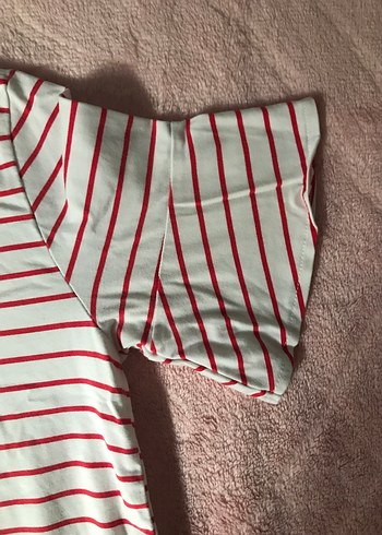 Kırmızı Çizgili Kız çocuk Tişört - Görsel 2