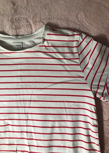Kırmızı Çizgili Kız çocuk Tişört - Görsel 3