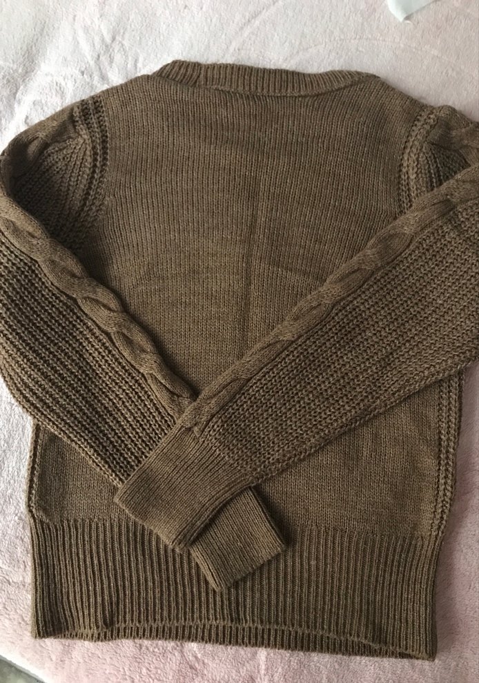 Kahverengi Örgü Kadın Kazak - Görsel 4