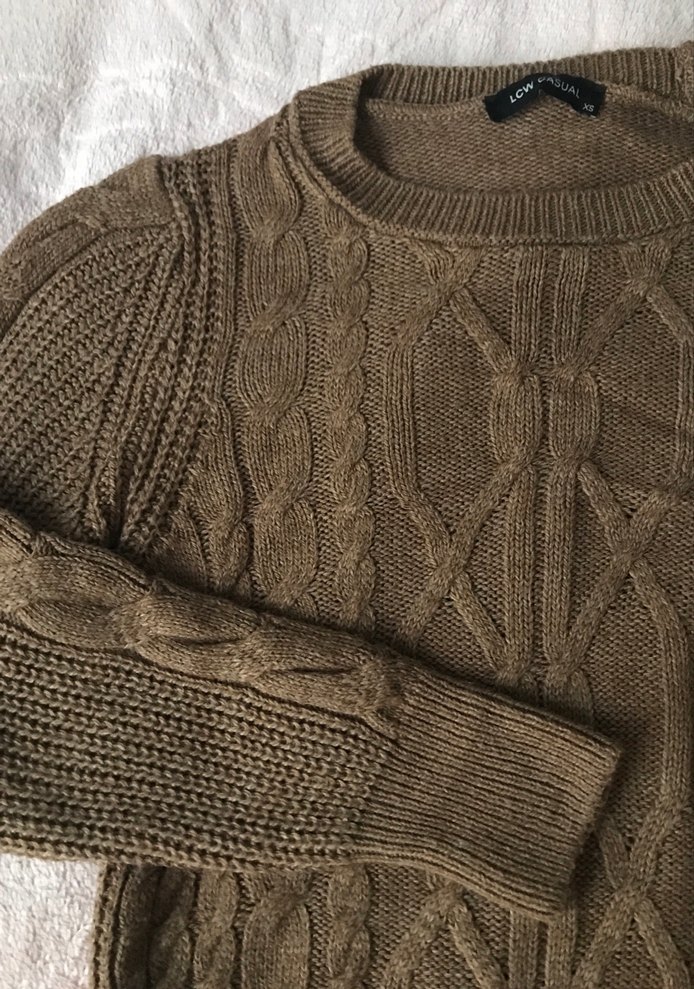 Kahverengi Örgü Kadın Kazak - Görsel 2