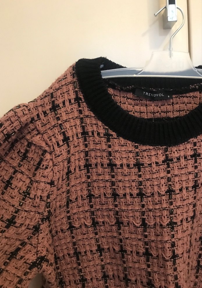 Kadın Kahverengi Örgü Kazak - Görsel 2