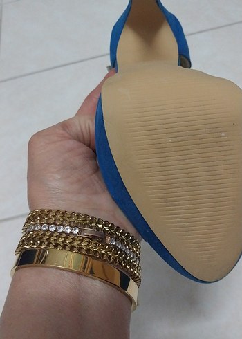 Mavi Payetli Platform Topuklu Kadın Abiye Ayakkabı - Görsel 3