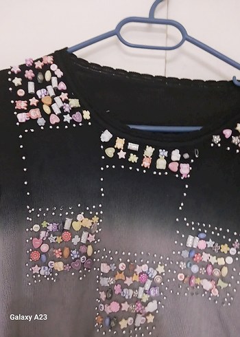 Uzun Kollu Payetli Batik Desenli Kadın Bluz - Görsel 2