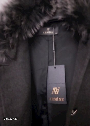 Gri Uzun Kadın Kaban, Kürklü Yaka - Görsel 2