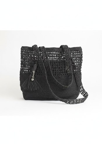 Bohem Siyah Örgü Kadın Çanta - Görsel 2