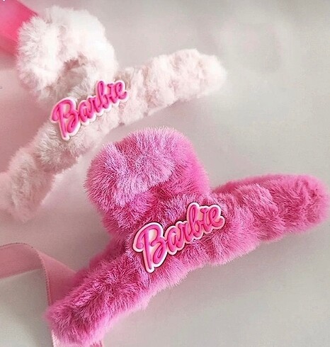 Barbie yazılı peluş mandal toka