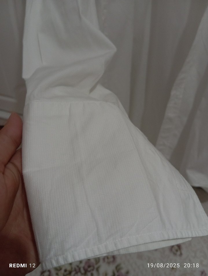 Erkek Beyaz Keten Uzun Kollu Gömlek - Görsel 3